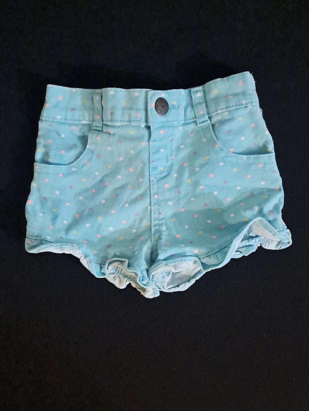 Garanimals Light Blue Ruffle Hem Shorts With Hearts